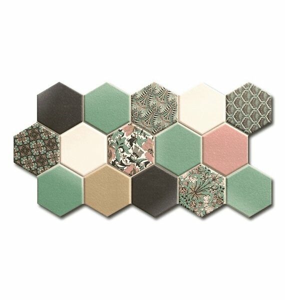 Płytka REALONDA HEX NOVEAU GREEN 26,5×51 mozaika hexagon